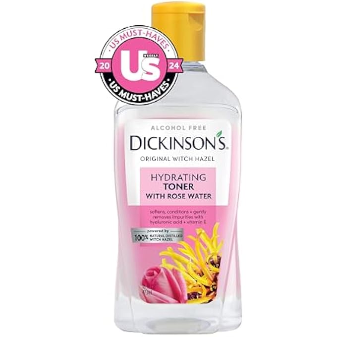 Dickinson's ENHANCED WITCH HAZEL HYDRATING TONER WITH ROSEWATER, ALCOHOL FREE, 98% NATURAL FORMULA, 16 FL OZ (PACK OF 1) - Image 2